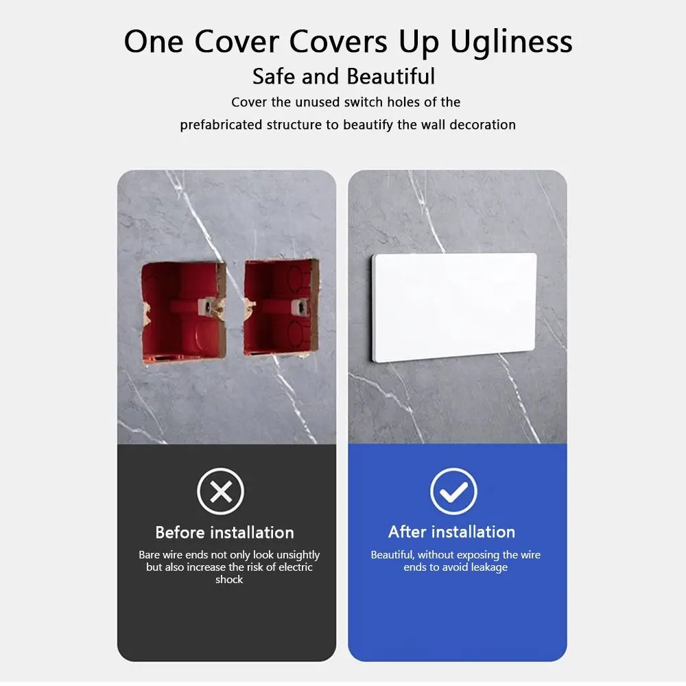 Home Decoration 86 Type Wall Hole Cover Self-adhesive White Panel Decor Cover Decorative Panel Plate Home Improvement