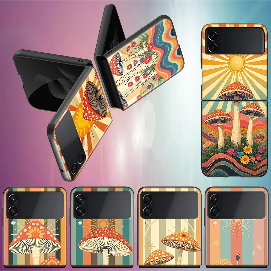 Чехол для телефона в стиле бохо, хиппи, гриб, восход солнца для Samsung Z Flip 6 7 5G Galaxy Z Flip 5 4 3 5G, противоударный жесткий чехол из ТПУ