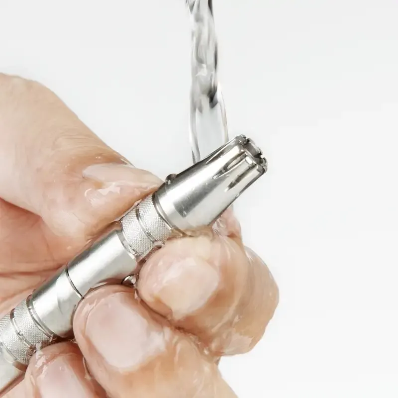 Smooth & Clean: Stainless Steel Manual Nose Hair Trimmer for Men - Portable & Washable! image 3