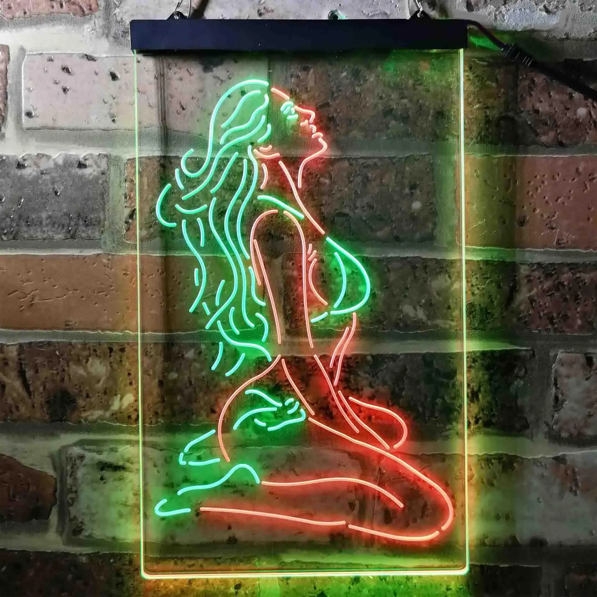 Sexy Girl Thinking XXX Adult Rated Dual Color Led Neon Sign st6-i3751