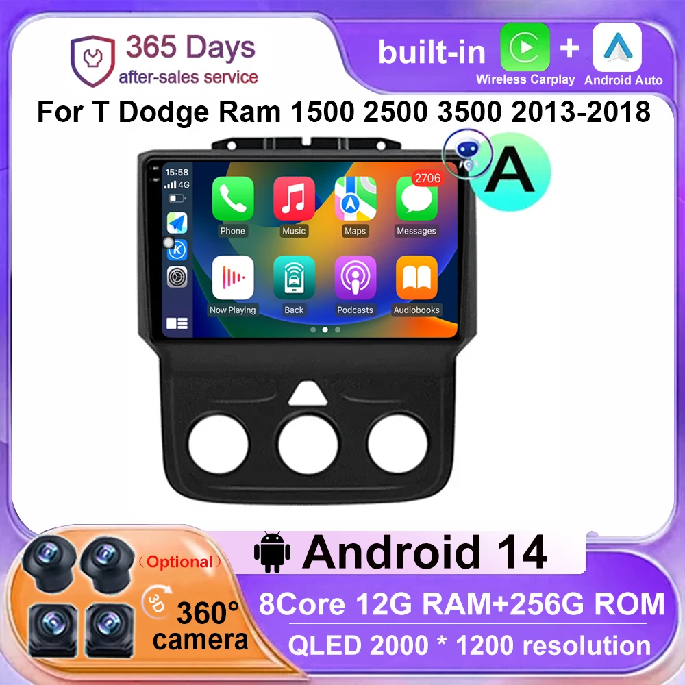 

Автомобильный радиоприемник Android 14 9 ''для T Dodge Ram 1500 2500 3500 2013-2018 Carplay Авто DSP мультимедийный видеоплеер Навигация стерео GPS