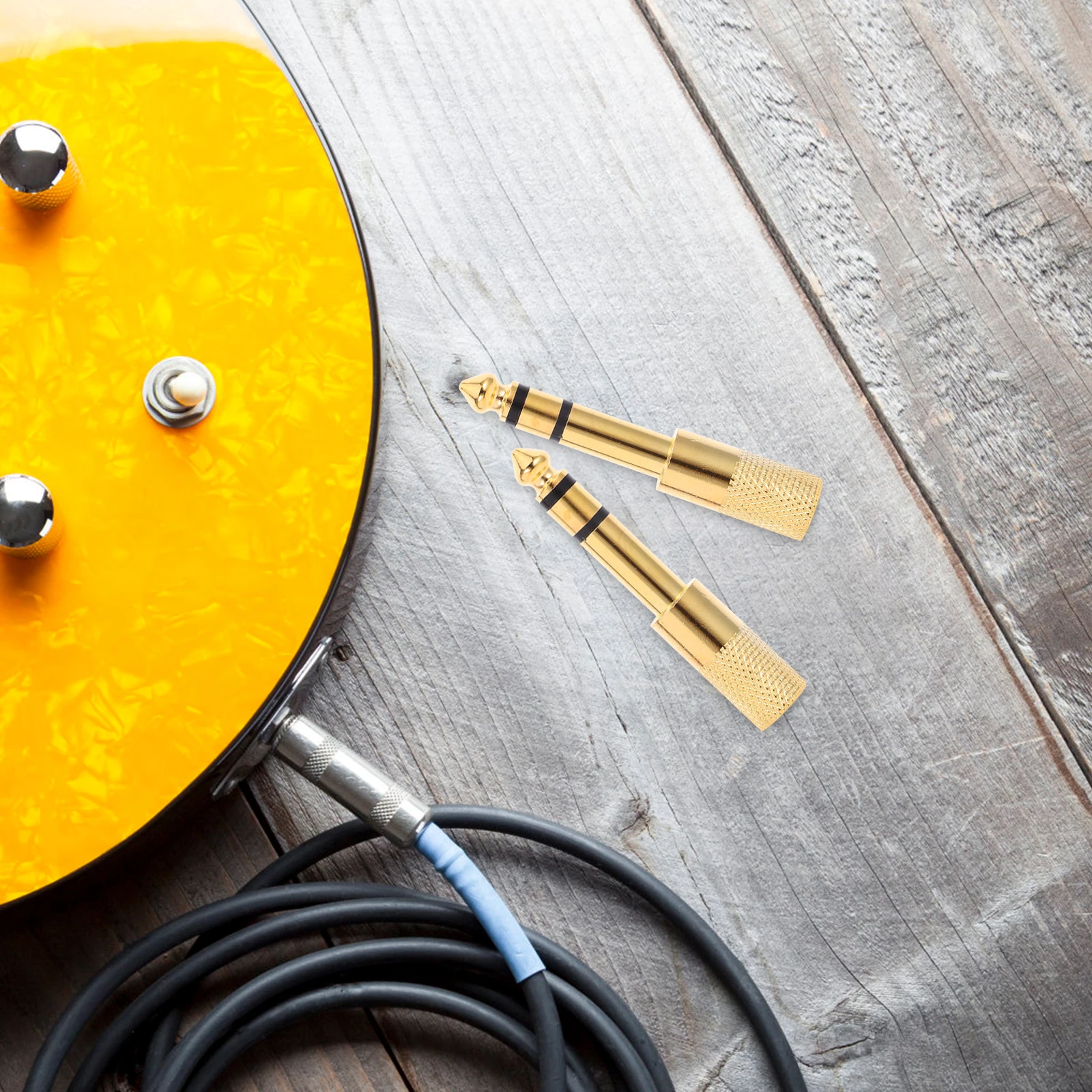 

6pcs Audio Adapter 6.5mm Male to 3.5mm Female Jack Connector Golden Plated for Microphone Guitar Amplifier Compatibility Speaker