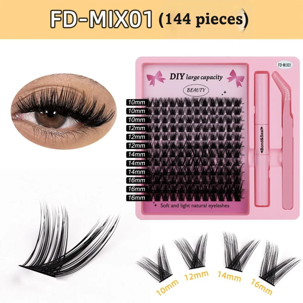 Faux Mink Lash - 9-16mm DIYクラスターラッシュキット 再利用可能 ピンセット付き フェイクミンクまつげ ふわふわの個別まつげ