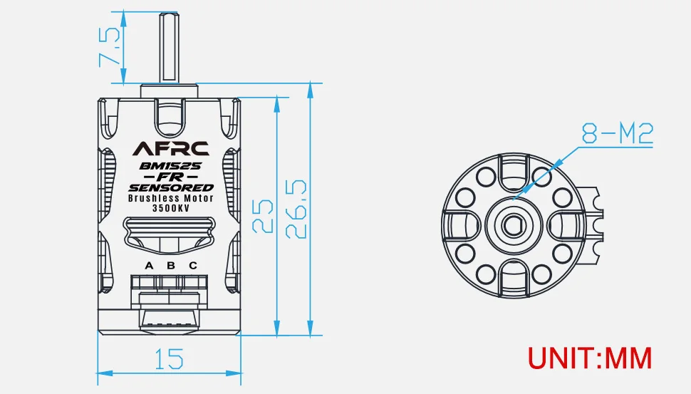 Mini-Rennmotor mit Sensor, bürstenloser AFRC BM1525 für 1/24 1/28 Maßstab, Optionen 2500KV 3500KV 4500KV 5500KV - Schwarz Rot Lila Upgrade – Detail 2