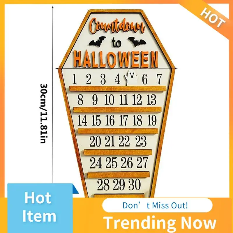 Calendrier de l'Avent d'Halloween de 31 jours, décoration joyeux Halloween en forme de cercueil B avec trois découpés