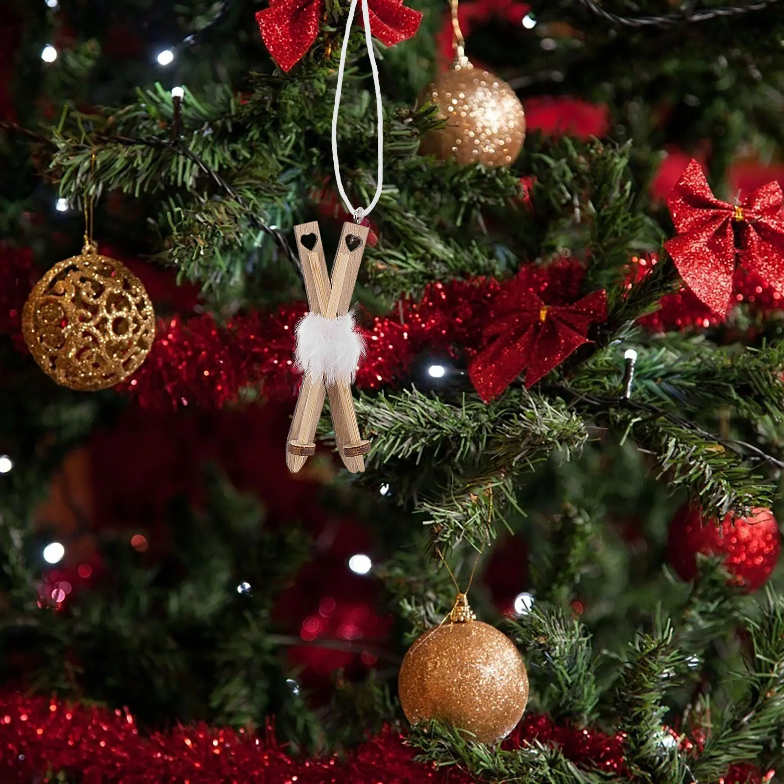 

10 Pcs Christmas Tree Pendant Festive Sleigh Ornament Mini Holiday Charm Decorate Sled Decoration Hanging Wood