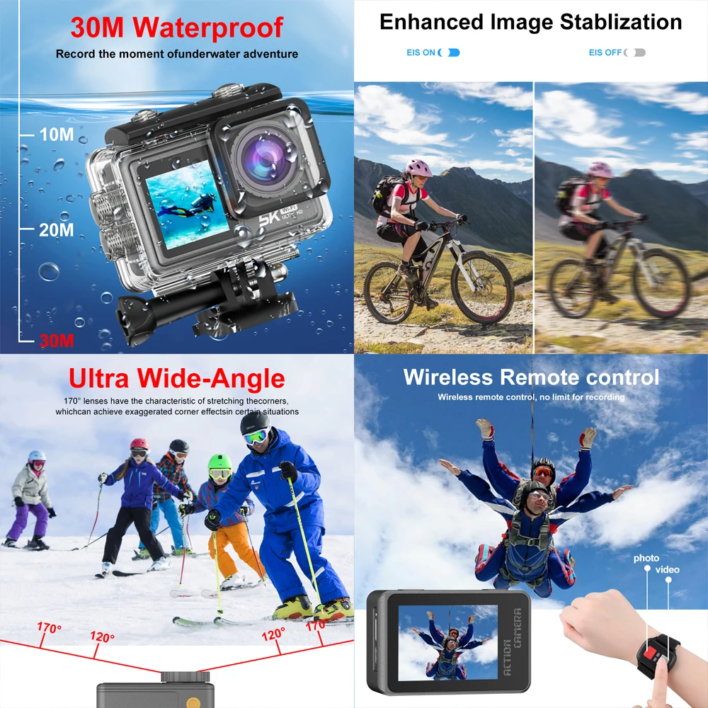 Action Camera 5K 30FPS 4K 60FPS 48MP EIS Video With 2\