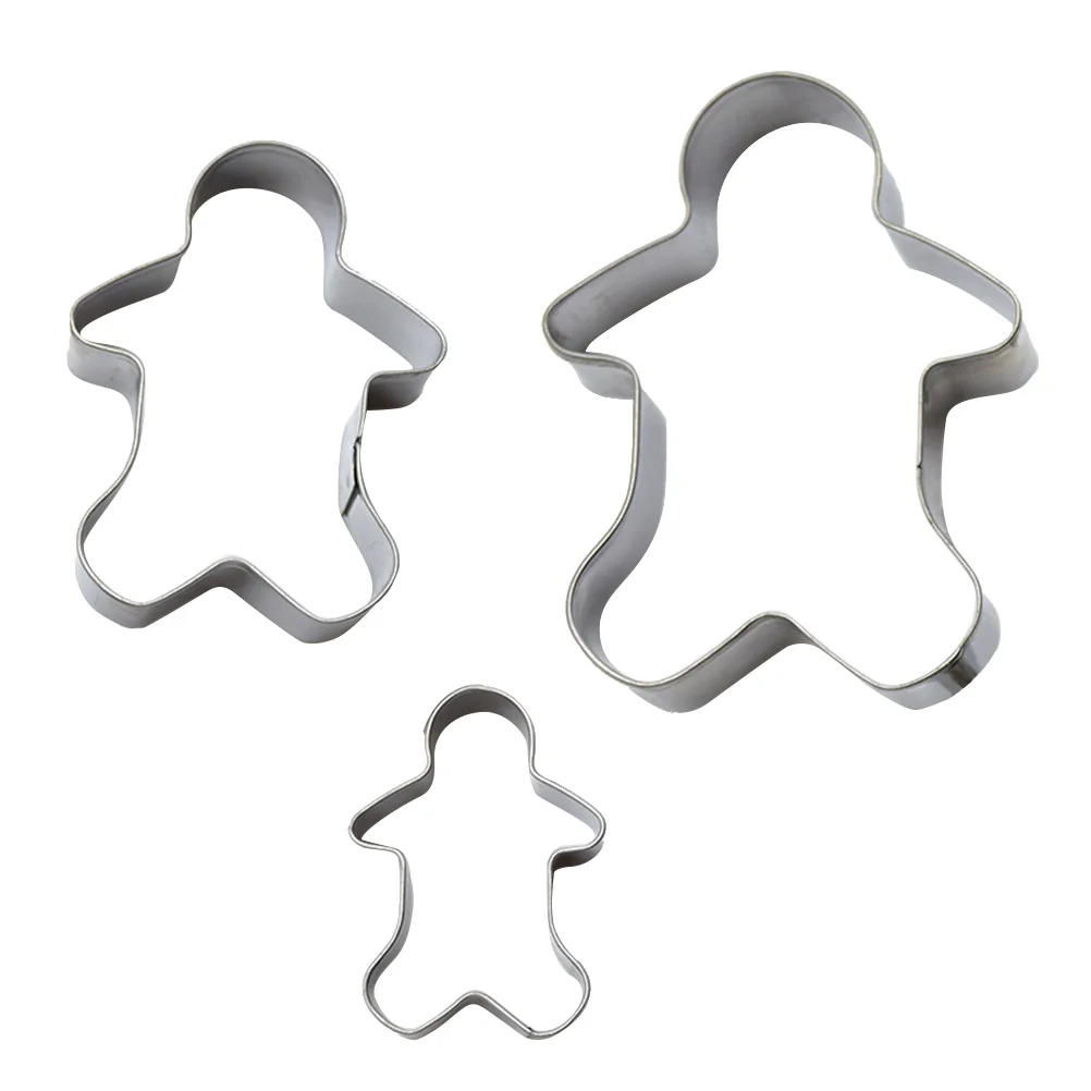 

3pcs Stainless Steel Cookie Cutters Christmas Gingerbread Man Biscuit Molds Fondant Cake Decoration Chocolate Cutter Diy Baking