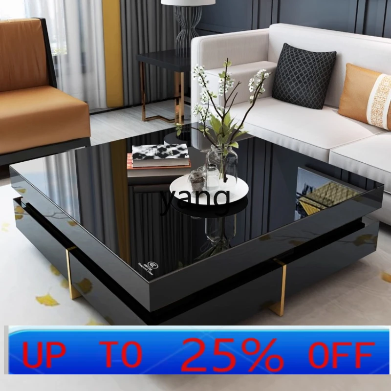 

Lmm Light Luxury Coffee Table for Living Room, Simple Modern Small Apartment, High-End Feel, Tempered Glass