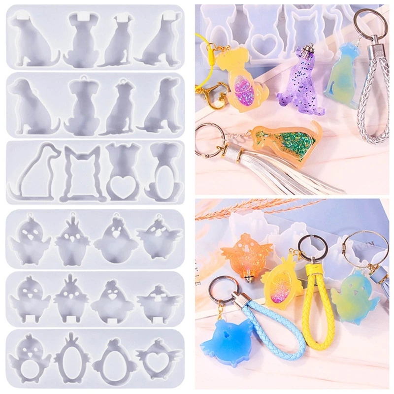 

Dog Shaped Resin Molds Animal Series Silicone Mold for Keychain Pendant Earrings Jewelry Making DIYs Craft Casting Tool