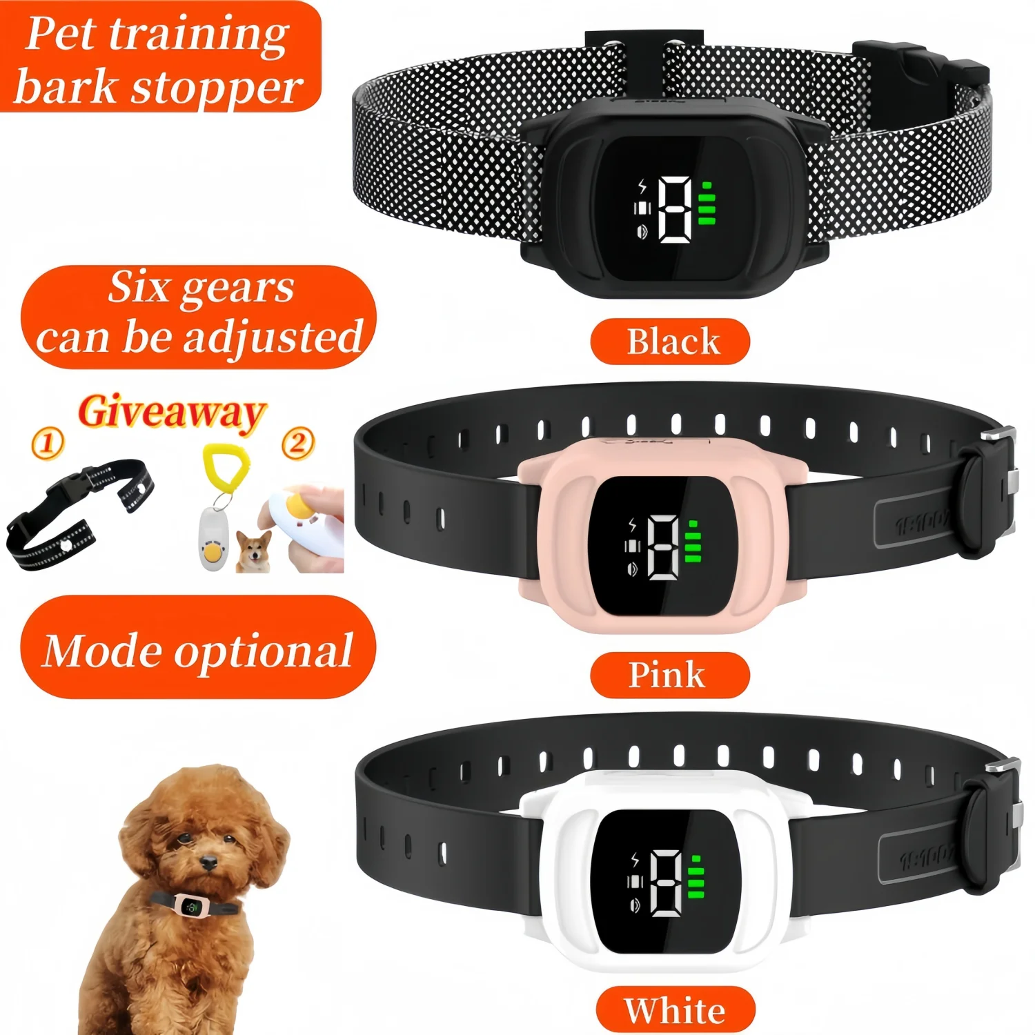 

YHLC 800m Automatic Anti Barking Dog Collar, Rechargeable Bark Stopper, Stop Barkin, Electric Training Collar for Dog