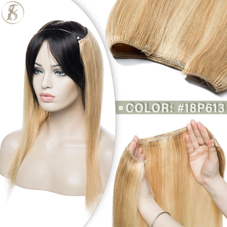 TESS Natürliche Haar Extensions Bundles Menschliches Haar 16-24inch 60g-80g Draht In Haar Extensions gerade Haarteil Unsichtbare Fisch Linie – Detail 19