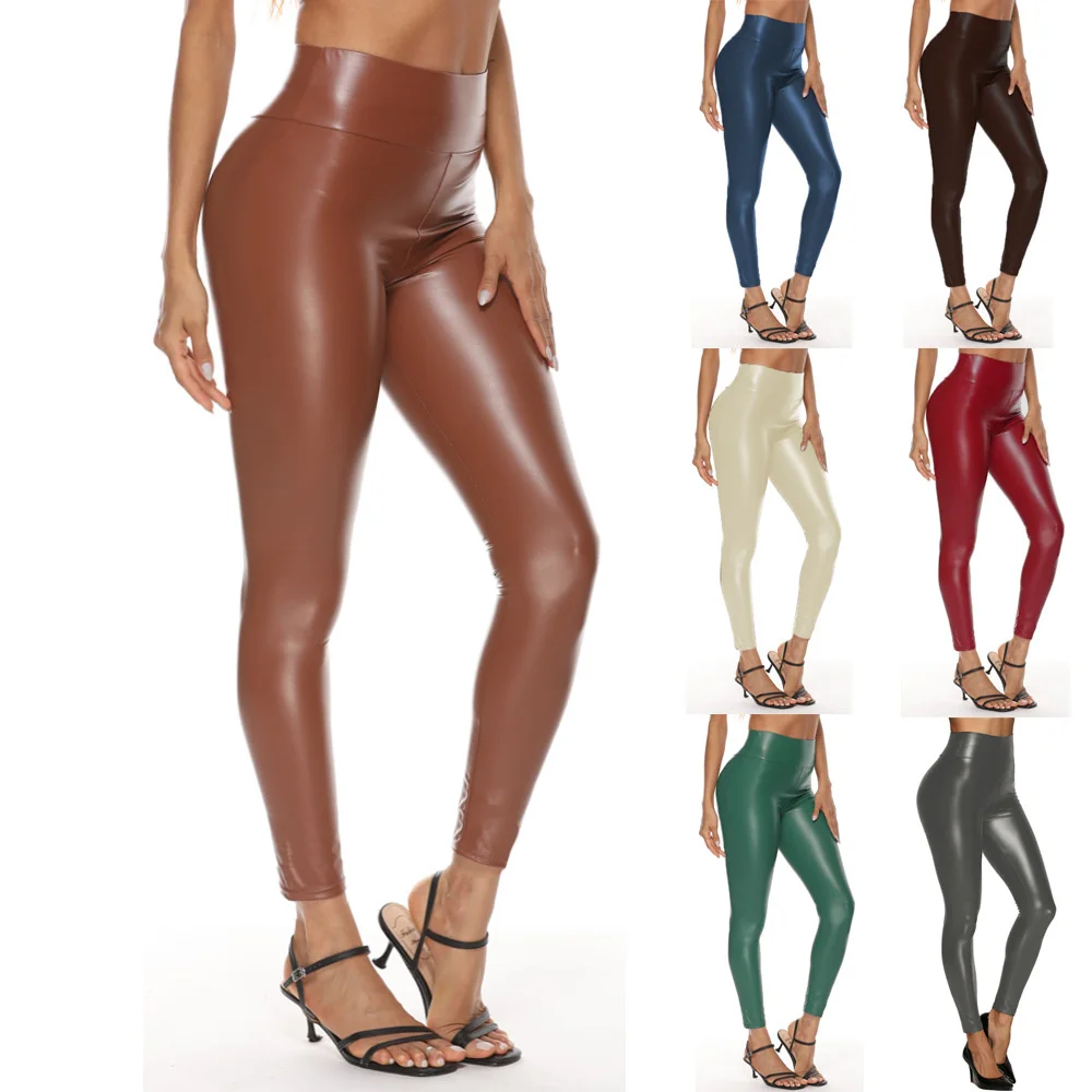 

Women Tight Trouser Autumn Winter Women Thin Velvet PU Leather Pants Female Sexy Elastic Stretch Faux Leather Skinny Pencil Pant