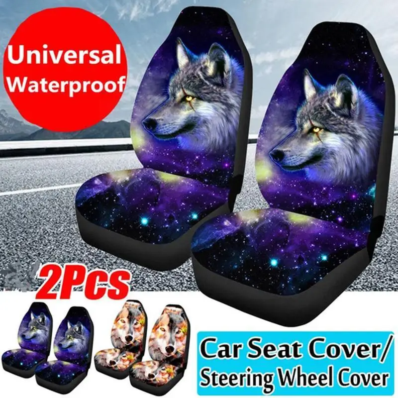 Universal Car Cover Thickening Polyester 3d Wolf All Pattern Cover Front Print Inclusive Interior Auto A6p7