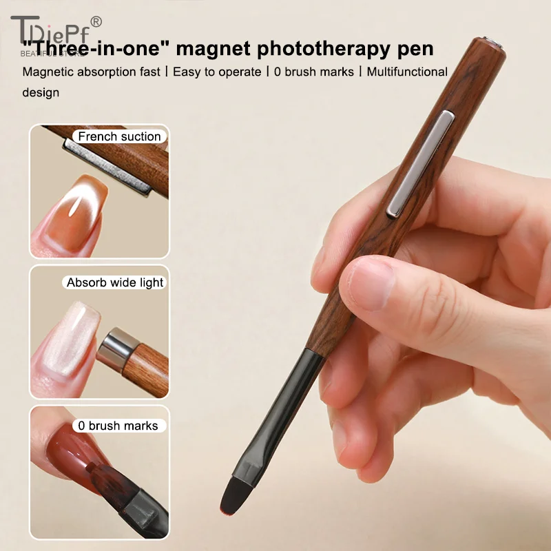 3in1 Double-headed Magnet Phototherapy Pen Brush Multiple Styles Nail Art Magnet Nail Pen Painting Pen Painting Brush Nail Salon