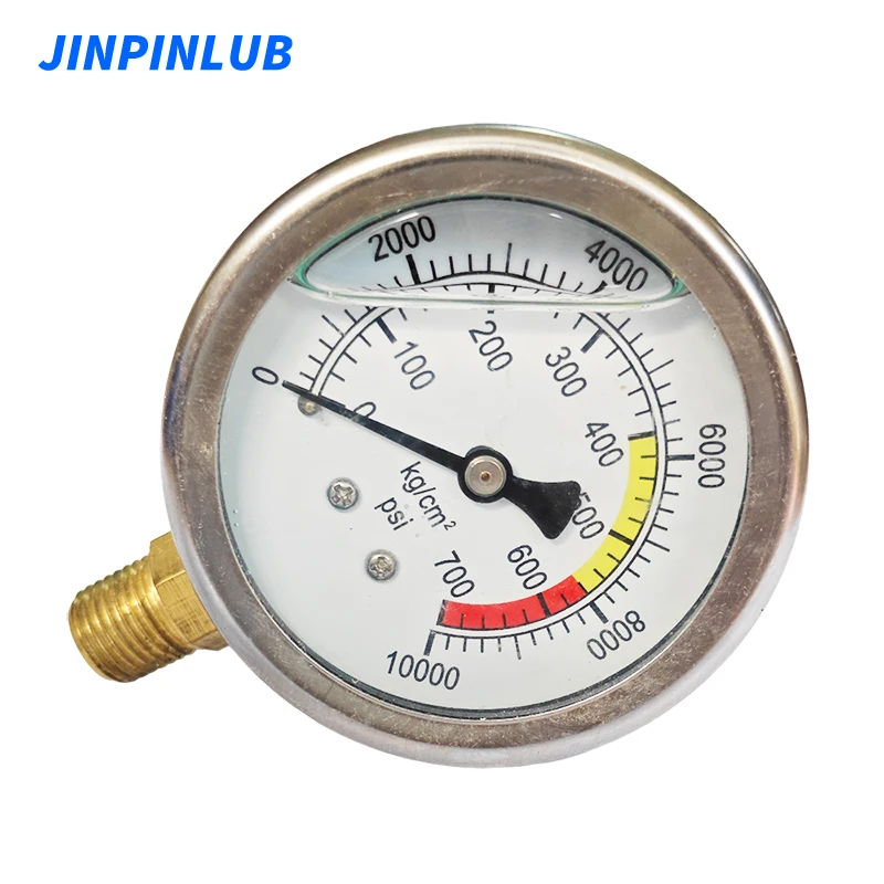 JIIINPINLUB 고압 디지털 계량기 게이지, 이중 범위 내진 유압 게이지, 700bar/10000psi lb