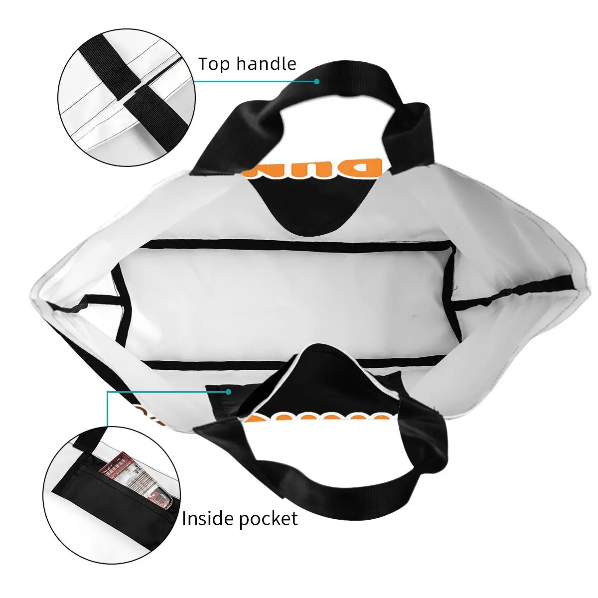 Dunkin Donuts Shopping Tote Bag Canvas Large Capacity Shoulder Bags Shopper Grocery Handbag for Women view 5