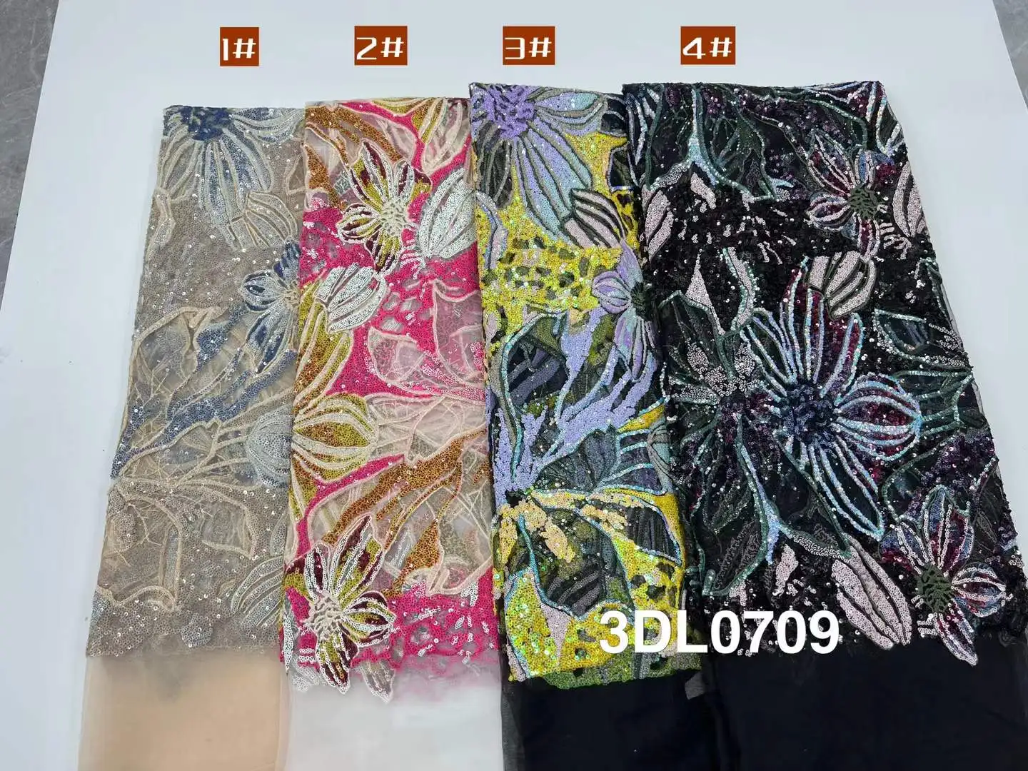 French Mesh Lace Fabric Sequins African Lace Fabrics Nigerian Mesh Lace Fabric For Diy Dresses Party Wedding