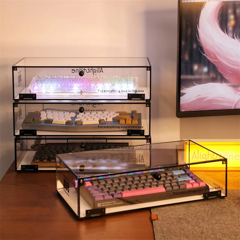 

Alightstone Customization Keyboard Storage Compartment Pink Black Transparent Dustproof Display Rack Acrylic Keyboard Storage