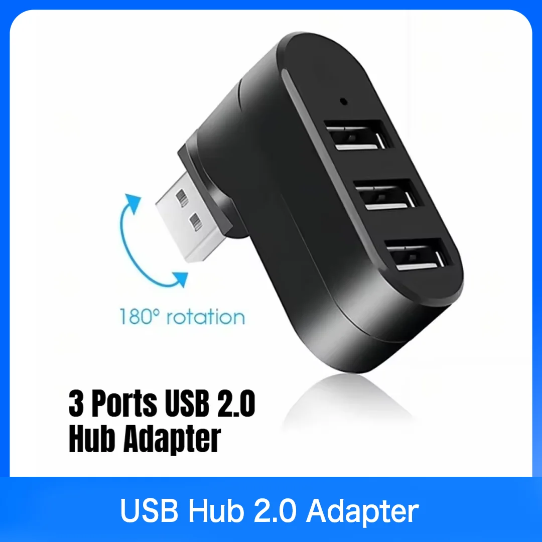 USB Hub 2.0 Adapter Rotate High Speed U Disk Reader Splitter 3 Ports USB 2.0 For Computer PC Laptop Mac Mini Accessories