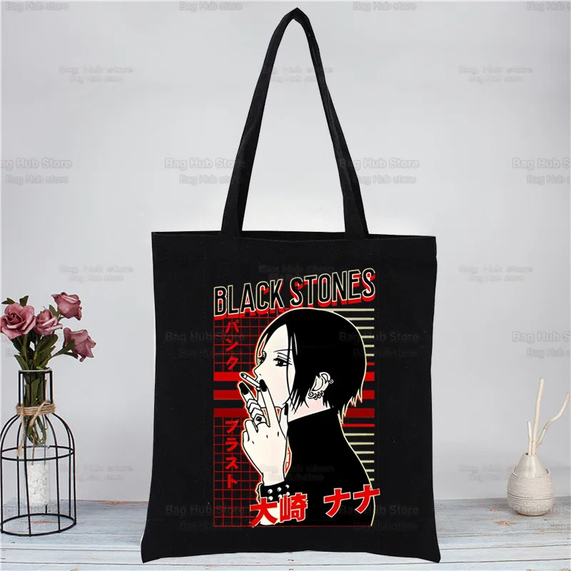 Anime japonês Manga Shopper Bag, Nana Osaki, Bolsa de Lona, Sacos De Ombro, BLAST Saco De Compras, Pano Preto, Eco Friendly