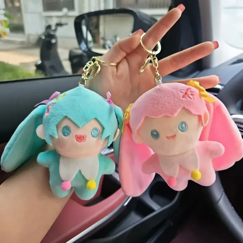 New Kawaii 12cm Hatsune Miku Fufu Doll Bow Plush Doll Anime Snow Cherry Blossom Children's Birthday Gift Christmas Gift