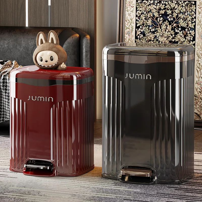 

Household Flip-top Waste Bins Light Luxury Foot-operated Silent Slow-lowering Waste Bins Kitchen Bathroom Home Vuilnisbakken JTW