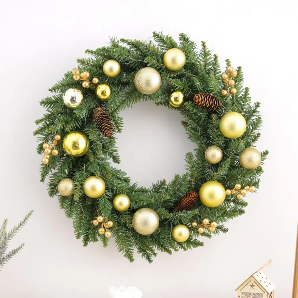 Christmas Ornament Festive Door Wreath Vibrant Led-lit Christmas Wreaths Realistic Pine Cone Design for Festive Front Door