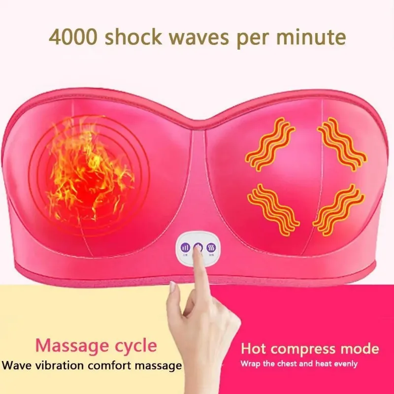 Electric Breast Massager Bra Breast Enlargement Pump Massage Bra Lifting Lymphatic Enhancement Drainage Massager Firming Enlarge