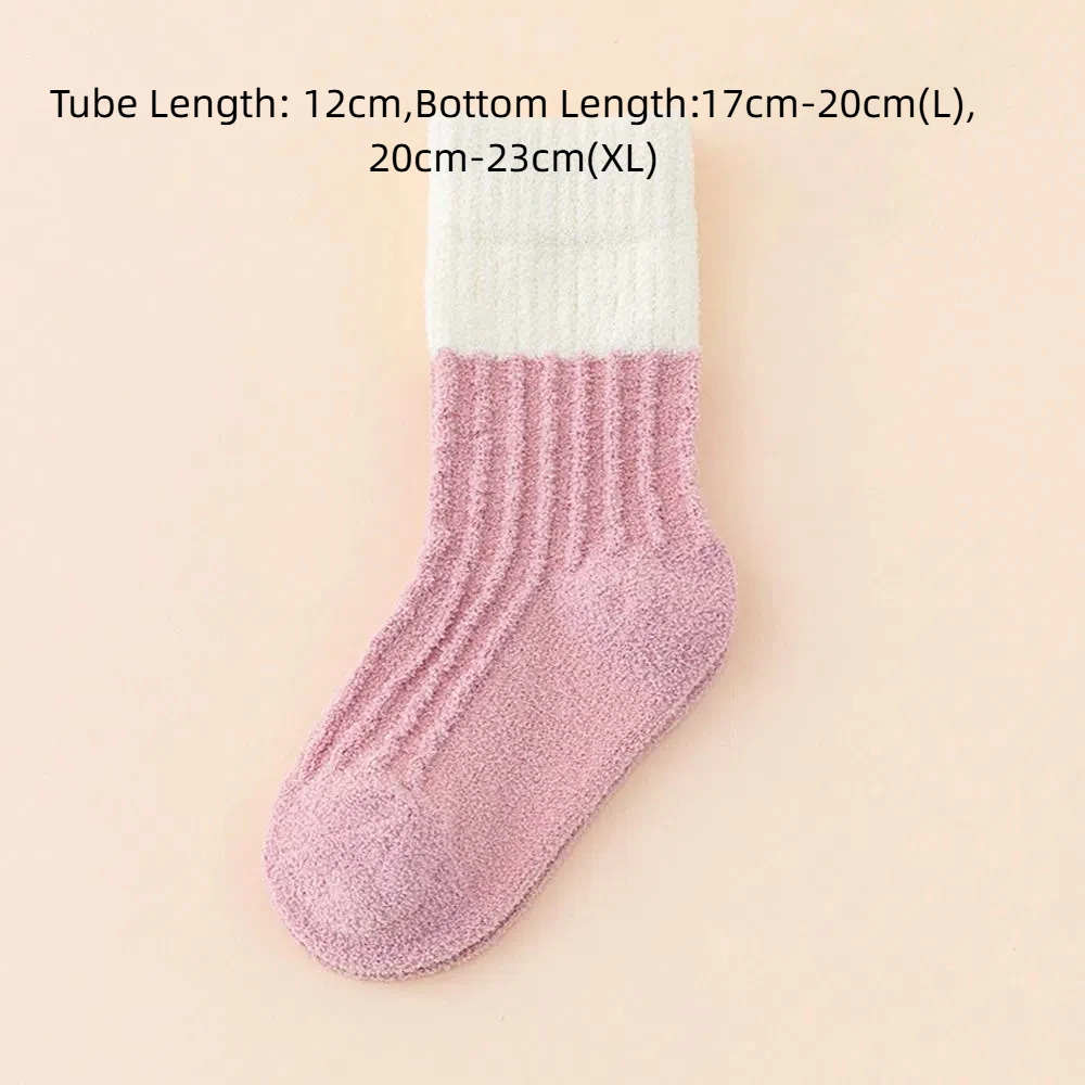 Indoor Socks Autumn Winter Coral Fleece Home Sleeping Socks Gifts Floor Socks Mid Tube Socks Striped Socks  Socks