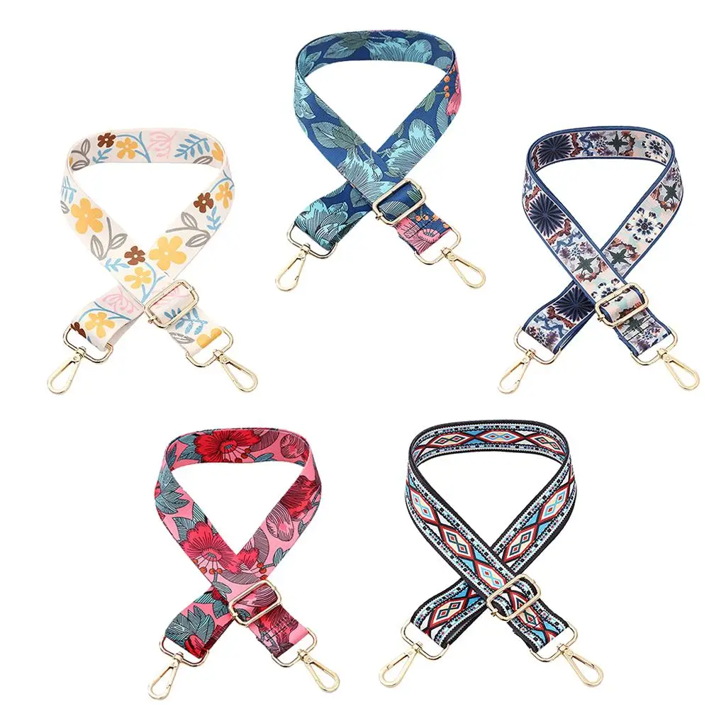 استبدال حزام المحفظة حقيبة الكتف Crossbody حزام الغيتار نمط متعدد الألوان قماش قابل للتعديل حقيبة يد كمبيوتر محمول مع أبازيم #5