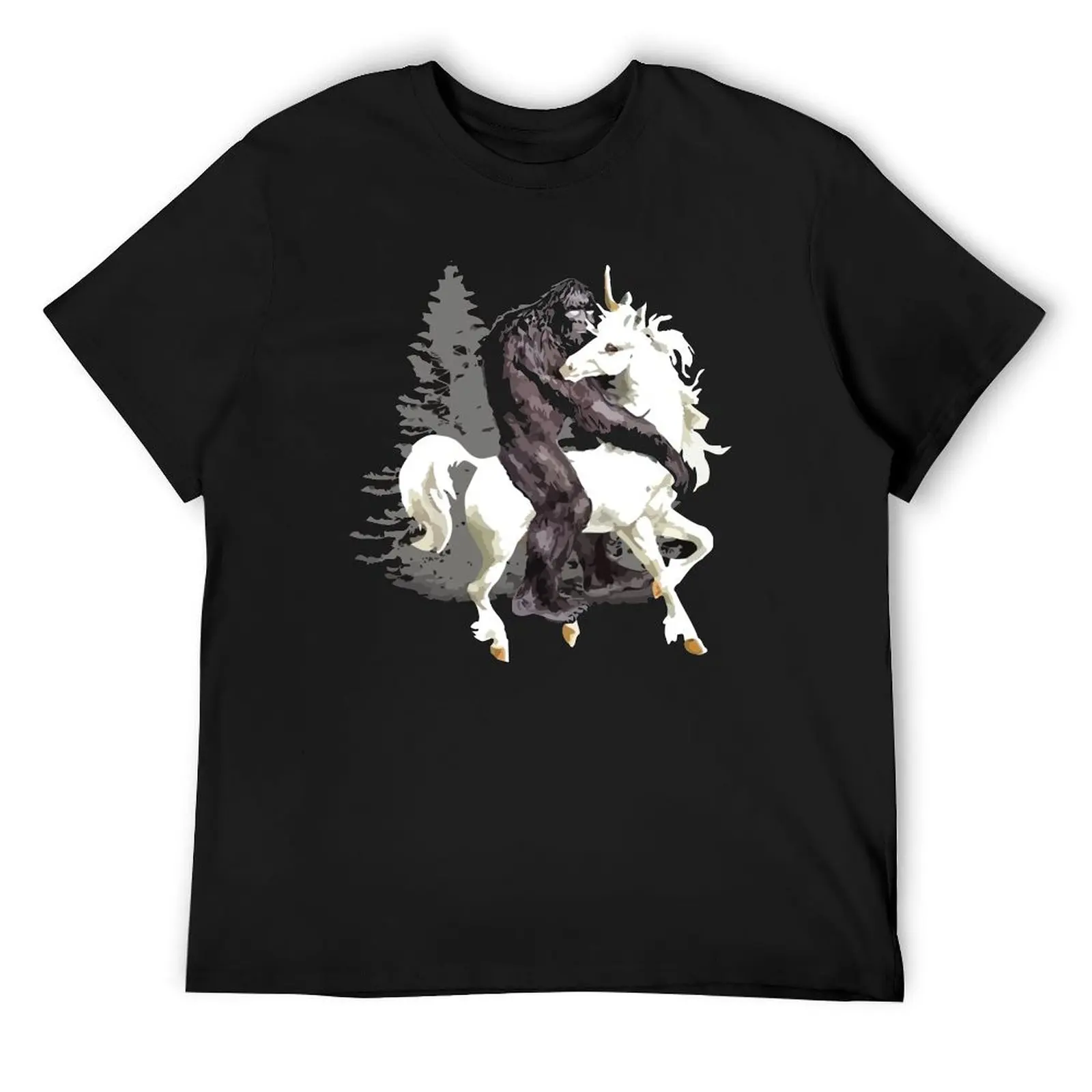 Bigfoot Sasquatch Riding Unicorn T-Shirt oversized t shirt boys animal print vintage graphic tee plain outfits for men