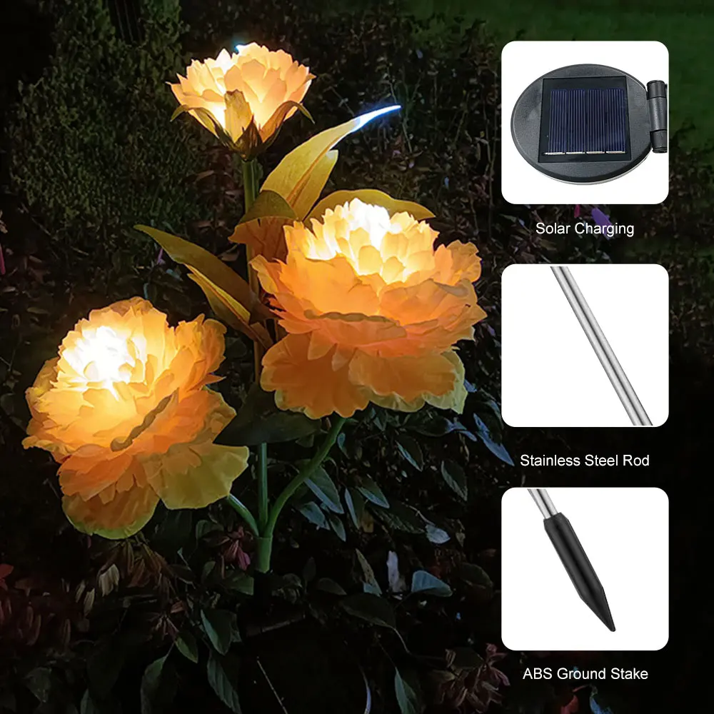 LED Solar Simulation Pfingstrose Blume Solar LED-Licht Garten Hof Rasen Nacht lampe Landschaft Garten Haus Weihnachts dekoration