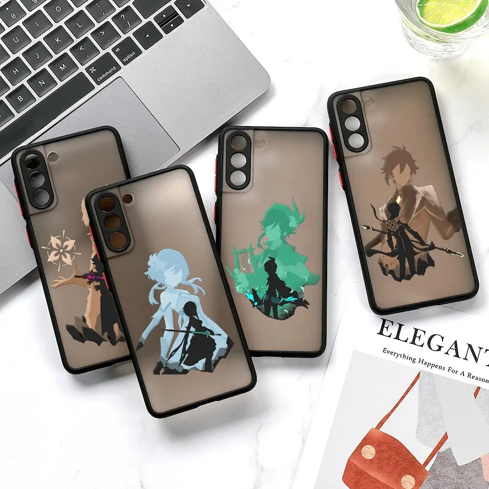 S22 5G Case For Samsung S20 FE S21 S22 Ultra Case Funda Galaxy S21 S10 S8 S9 Plus Matte Back Cover Genshin Impact Faceless Anime