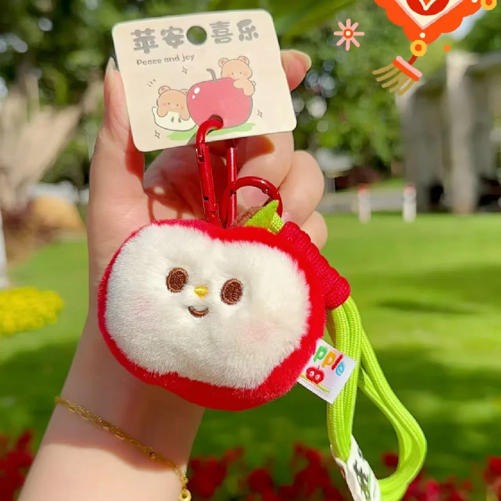 

10cm Full Of Vitality Apple Plush Pendant Kawaii Happy Apple Plush Keychain Bagpack Keychain Soft Food Plush Kid Student Gift