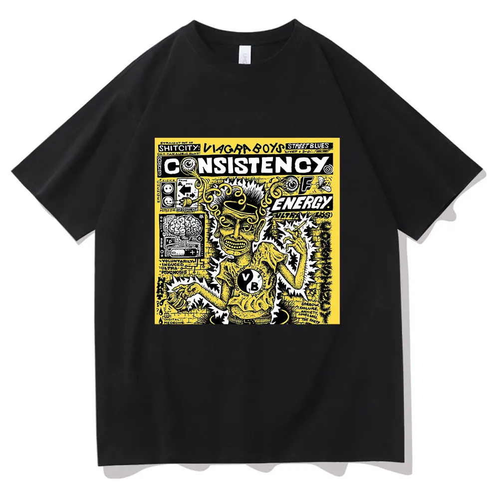 Swedish Punk Band Viagraboys Consistancy of Energy T Shirts Men Women Vintage Rock Gothic Tshirt Men's Eu Size Oversized T-shirt