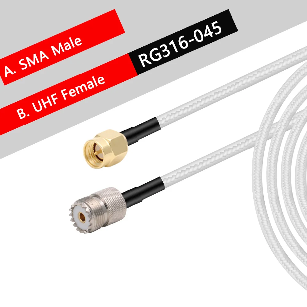 Rg316 cabo coaxial sma plugue macho para uhf pl259 so239 conector sma fêmea jack reto para uhf rf jumper pigtail cabo 4 polegadas ~ 20m