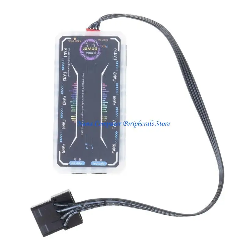 

F68C COOLMOON RGB Fan Music Controller PC Cooling Chassis Silent Fan Hub for Connecting/Sync to Motherboard