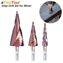 M35 Cobalt Step Drill Bit Stepper Cone for Metal Aluminium Alloy Steel HSS CO High-Speed Steel Conical Hex Shank Hole Cutter Set