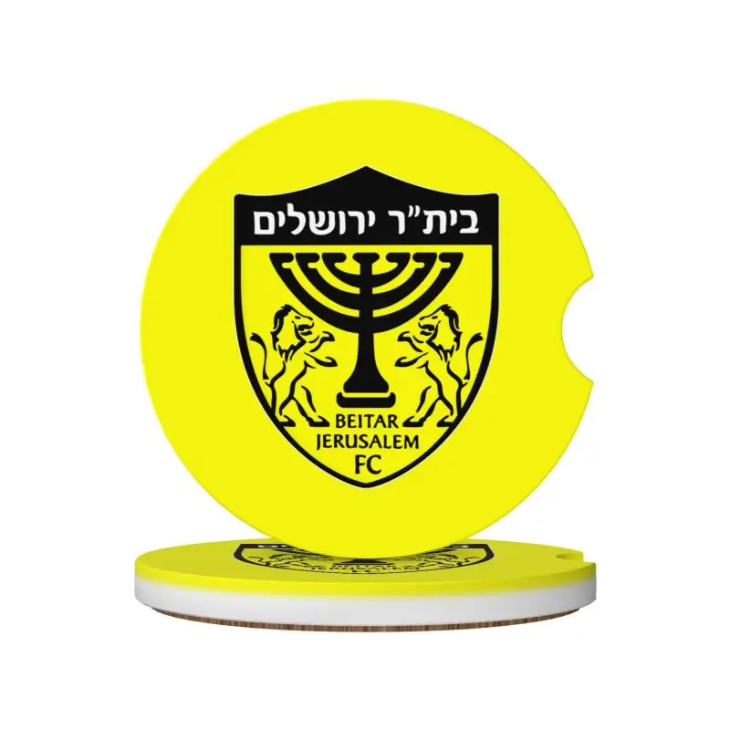 Beitar Jerusalem FC Coasters Car Ceramic cup Mat Bottle Holder Coaster Auto Interior Anti-skid Cup Holders with Finger Grooves