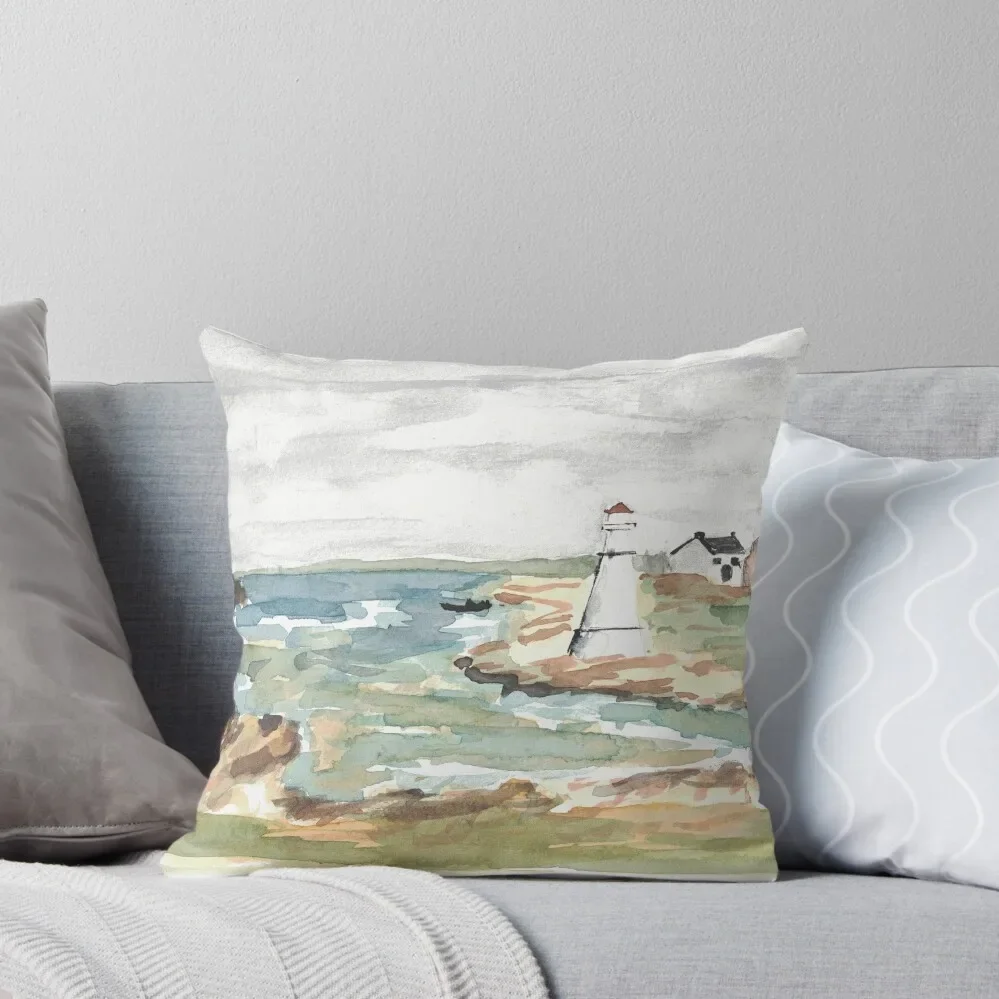 Maritime Lighthouse Seascape Watercolor Throw Pillow Cusions Cover Pillow Cases christmas pillowcases Sofa Cover Pillow