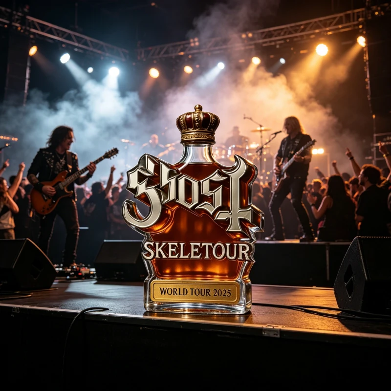 Ghost Skeletour World Tour Whiskey Decanter Gift Set, Glass Liquor Bottle with Tumbler Cups, Fan Collection Decor