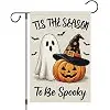 Heyfibro Tis The Season To Be Spooky Halloween Garden Flag 12 x 18 Inch Vertical Double Sided Burlap,Ghost Witch Hat Lantern cci