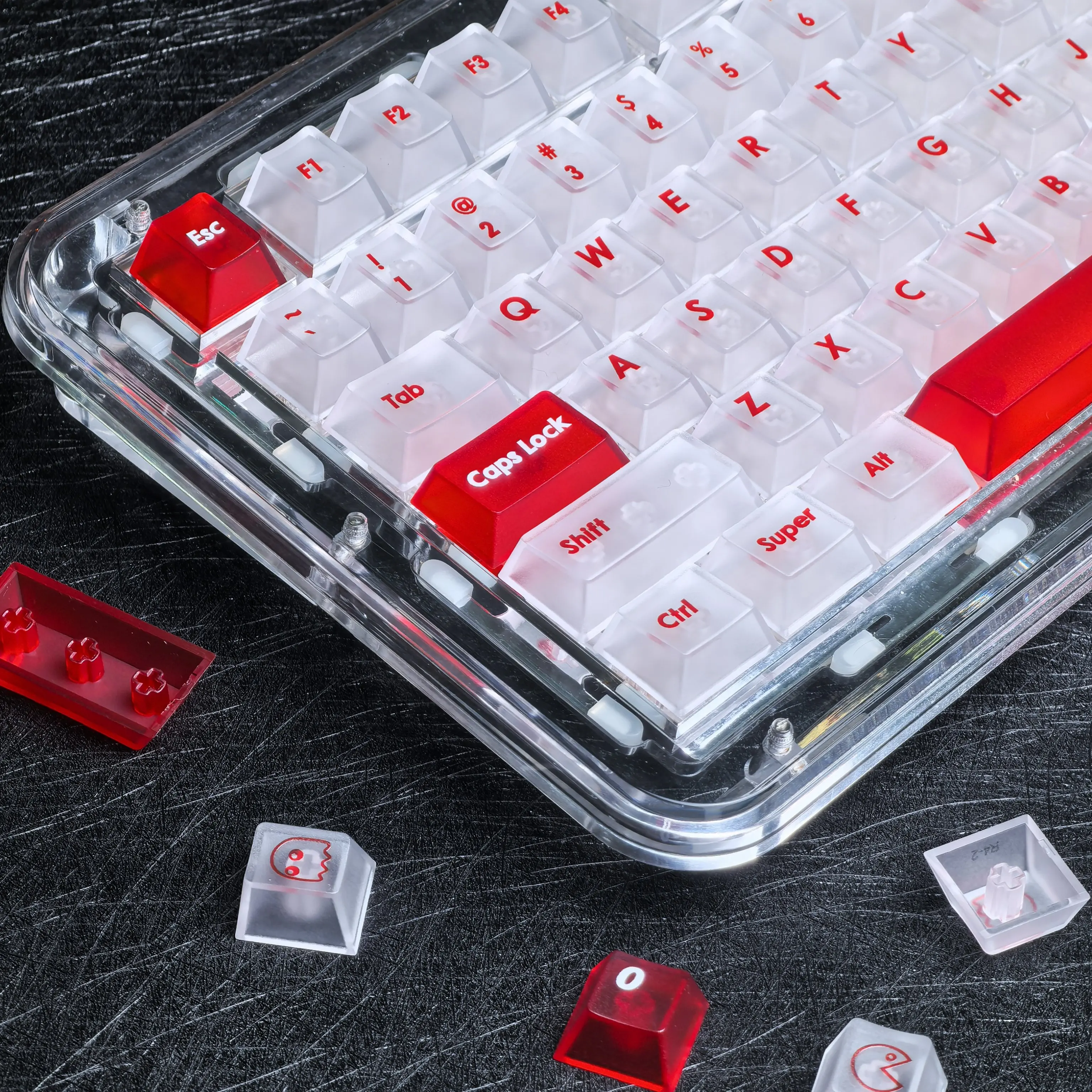 

White Translucent Hangul Keycap Cherry Profile PC Matte Fog Transparent English/Korean/Russian Keycaps for Mechanical Keyboard