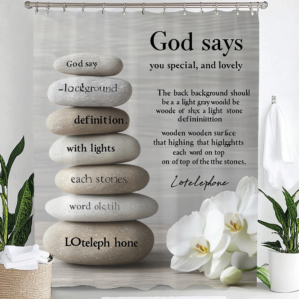 

Inspirational Quotes Zen Stone Printing Shower Curtain Bathroom Decoration Curtain,Hanging Curtain With Hooks Machine Washable