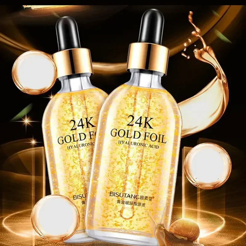 

100ML 24K Gold Tense Moisture Essence Pure Hyaluronic Acid Serum Anti-wrinkle Gold Nicotinamide Liquid Snail Skin Care Essence