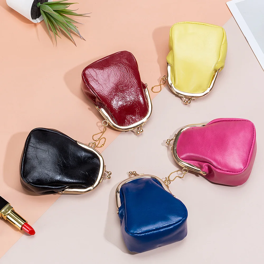 Royal Bagger Coin Purses for Women Genuine Cow Leather Small Coin Pouch Ladies Fashion Clutch Bag Retro Simple Lipstick Bag 8297