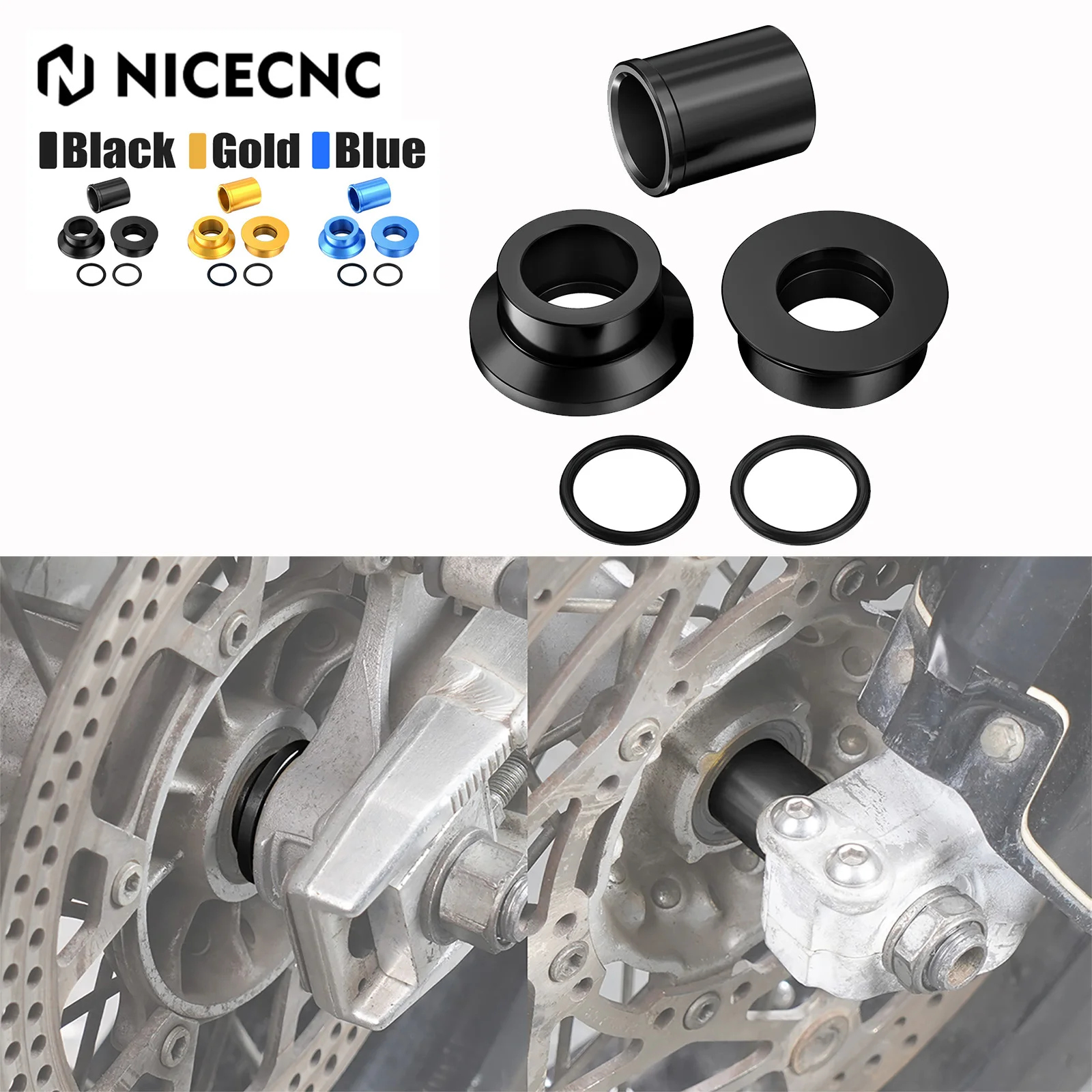 

For Suzuki DRZ400S DRZ400SM DRZ400E DRZ400 DRZ 400 E S SM 2000-2024 2023 2022 NICECNC Front Rear Wheel Spacers Set Motorcycle