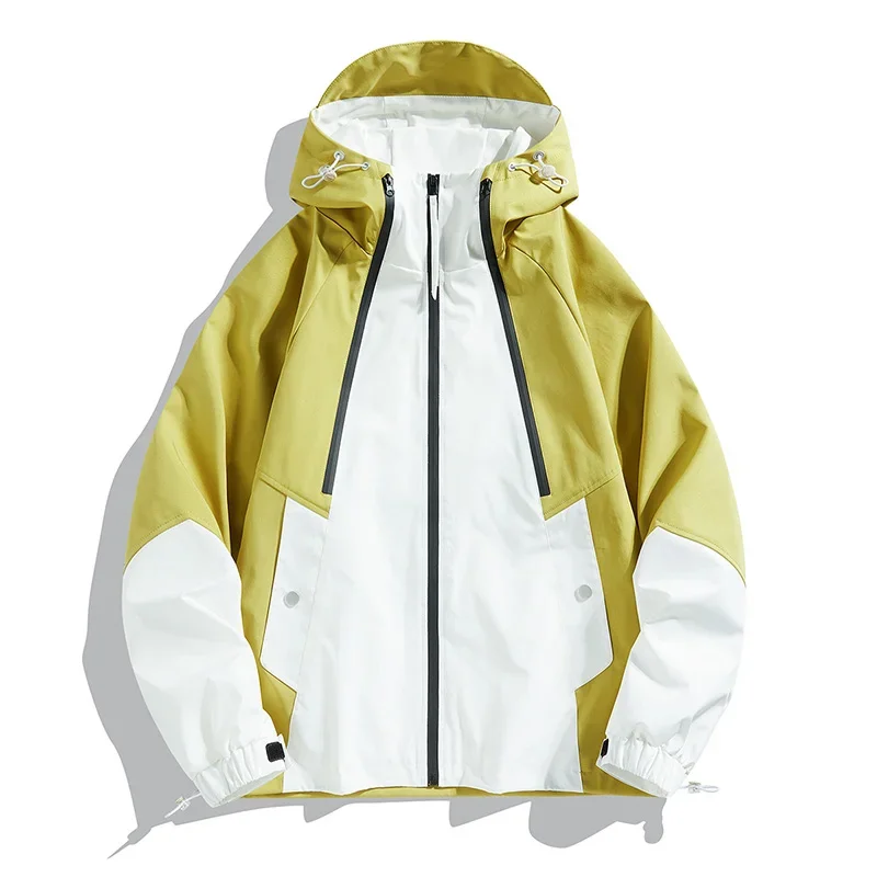 Spring Autumn Mens Autumn Windbreaker Ourdoor Hooded Coats Male Vintage Jackets Women Contrast Color Windbreaker Streetwear Coat - view 5