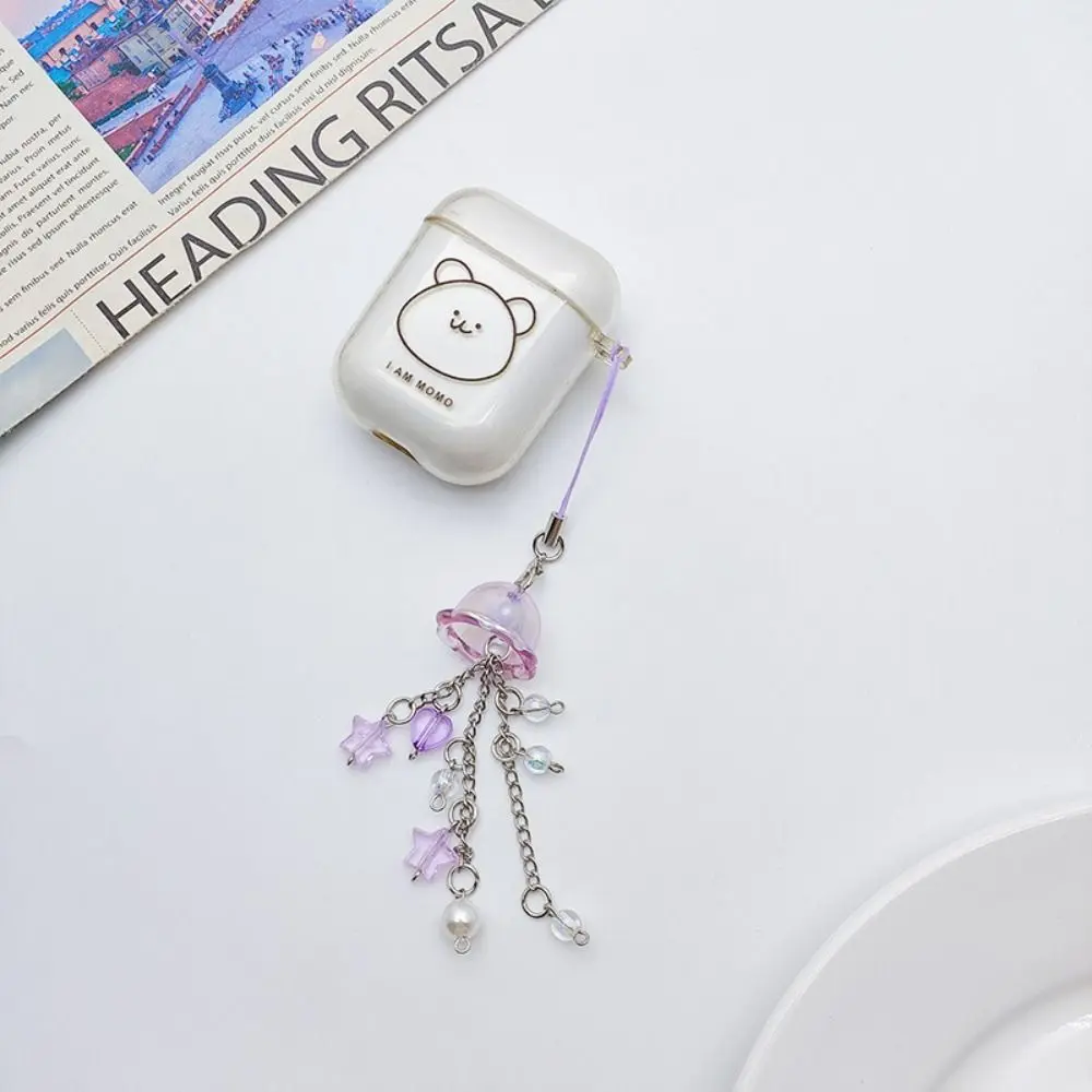 Purple Pink Beaded Phone Charm with Star Jellyfish with Star Cottage Core Y2K Beaded Cottage Core Key Chain